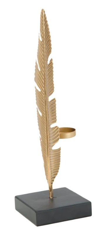 Scultura Foglia con Porta Candela Glam Cm 10X10X34 