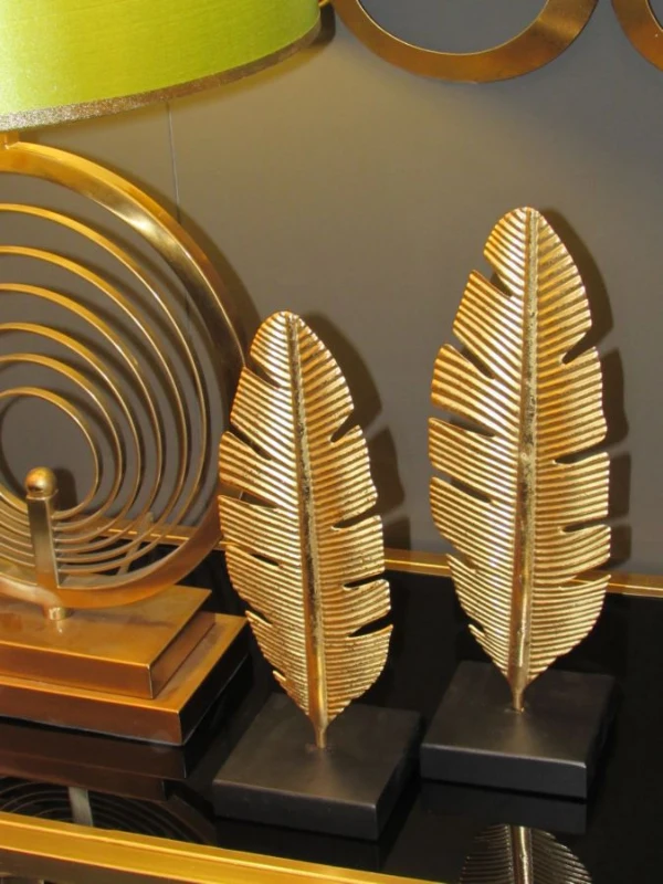 Scultura Foglia con Porta Candela Glam Cm 10X10X34 