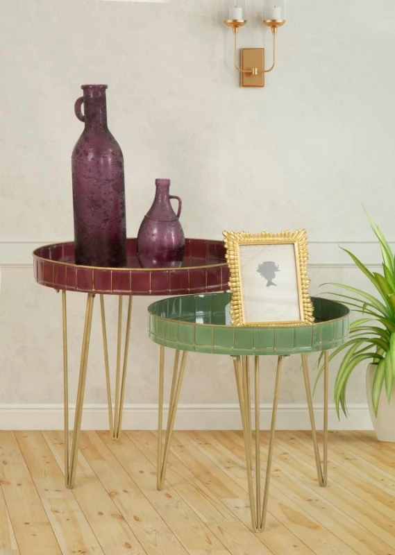 Tavolinetto Da Caffe' Glam Bordeaux Cm Ø 60X60