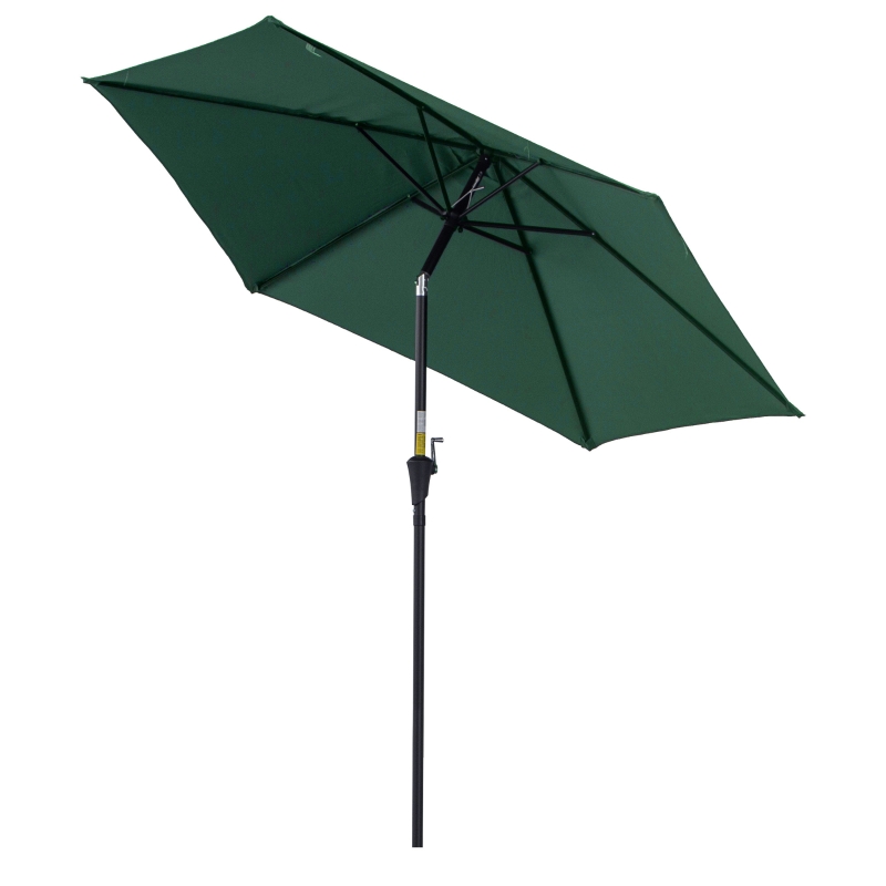 Outsunny 2.7M Patio Tilt Umbrella Sun Parasol Outdoor Garden Sun Shade Aluminium Frame with Crank(Green)