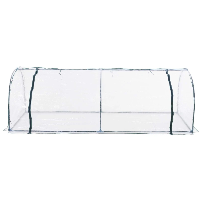 Outsunny Tunnel Greenhouse Green Grow House for Garden Outdoor, Steel Frame, PVC Cover, Transparent, 250 x 100 x 80cm