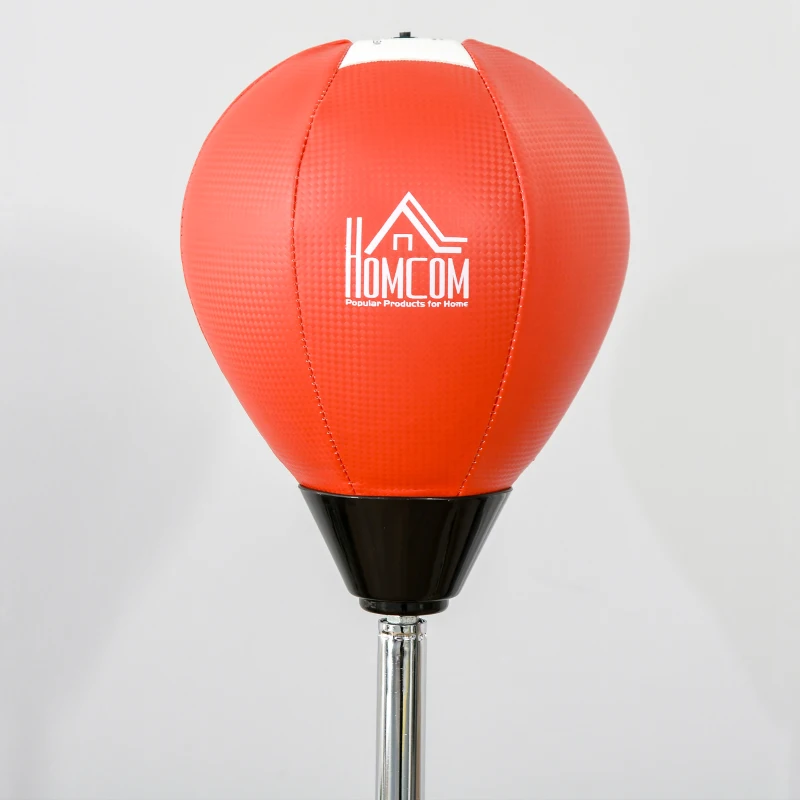 HOMCOM Saco de Boxe de Pé com Altura Ajustável de 4 Níveis Punching Ball com Base Preenchida Luvas e Inflador para Adultos e Adolescentes Ø45x132-158cm Preto e Vermelho