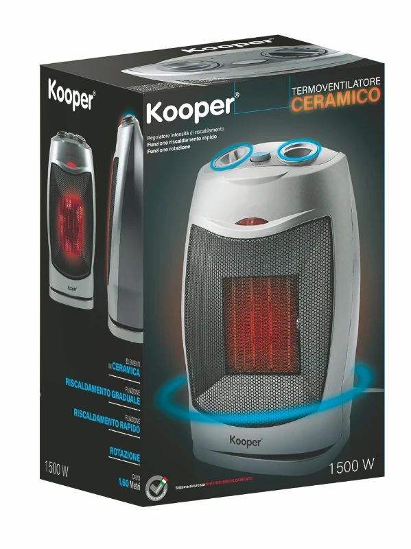 Kooper Termoventilatore Ceramico 1500W Grigio Africa