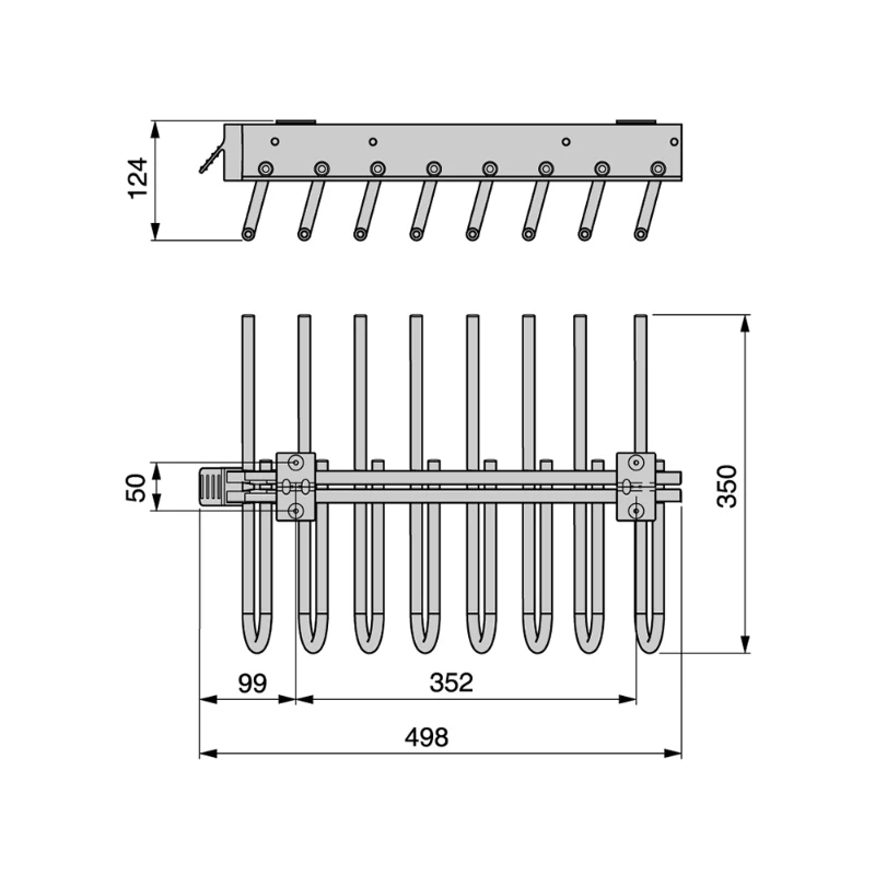 Emuca Porta pantaloni estraibile Keeper per il montaggio lato sinistro con finitura grigio metallizzato