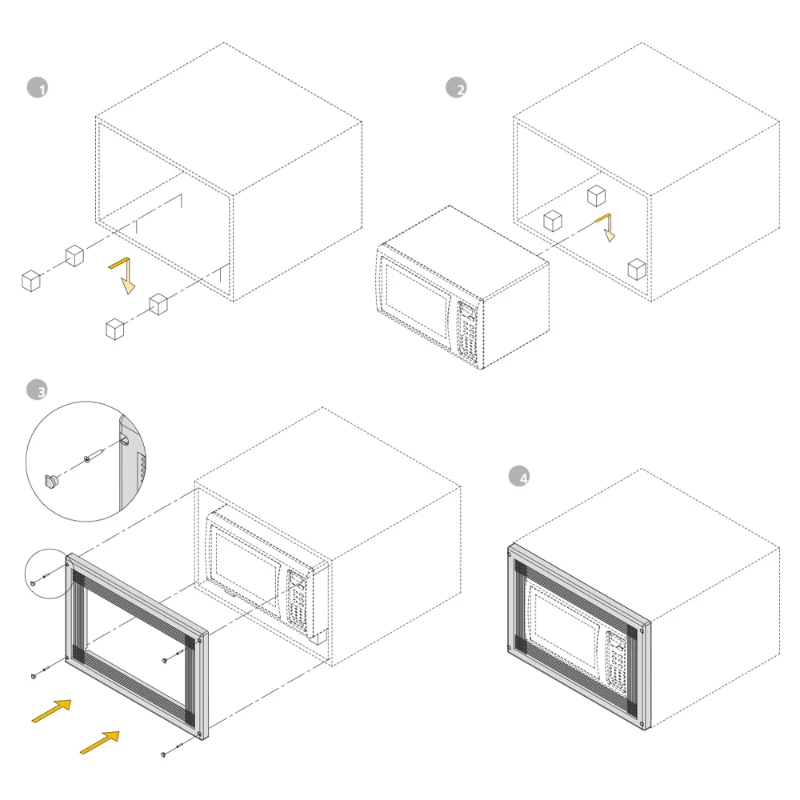 Emuca Telaio cornice per incasssare microonde in plastica con finitura in nichel satinato