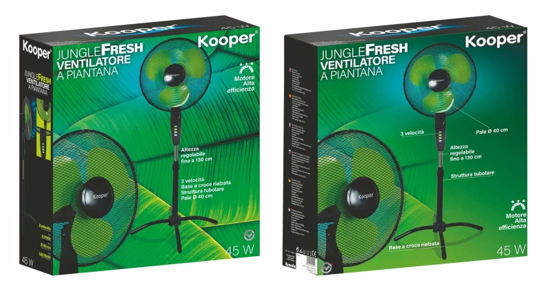 Kooper Ventilatore A Piantana Spider Base Cm 130 45W Nero