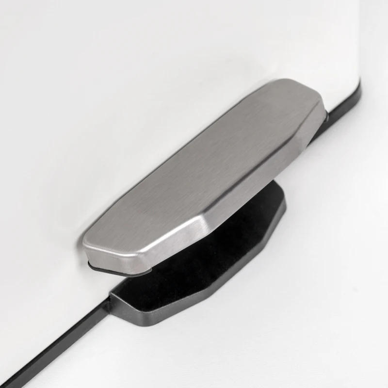 Emuca Pattumiera rettangolare esterna Recycle con apertura a pedale, verniciato bianco, alluminio