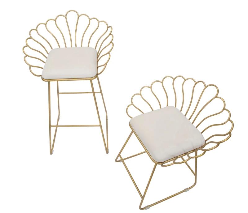 Sgabello Glam Flower Bianco Cm 57X52X94-56X48X72,50