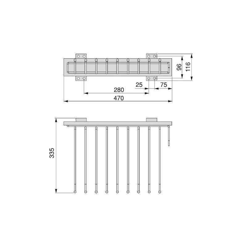 Emuca Porta pantaloni Self montaggio laterale per armadio, Mano destra, Cromato brillo