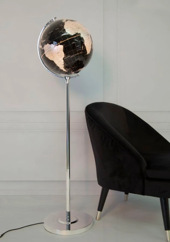 Mappamondo Lampada Da Terra Black Cm Ø40X130