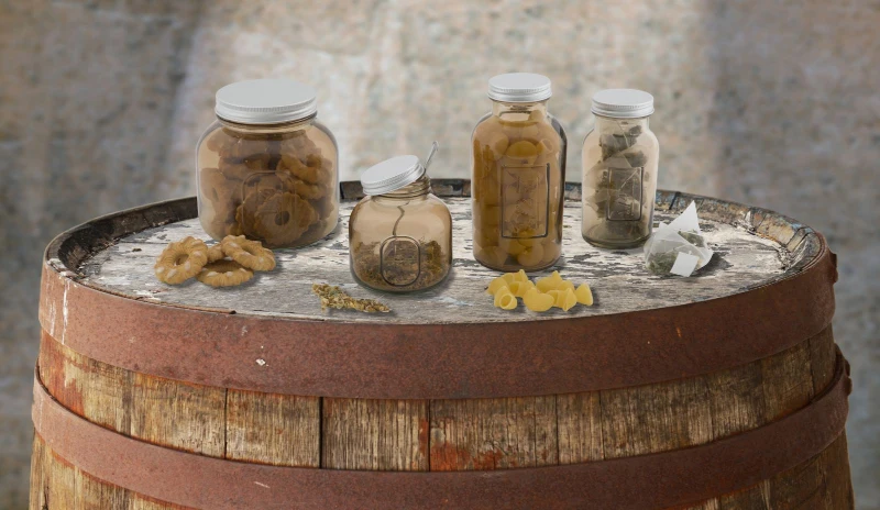 Barattolo Tall con Coperchio Vetro Riciclato Fumo Cm Ø 6.5X13.5(Made In Spain)