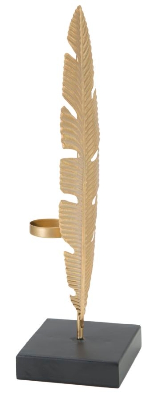 Scultura Foglia con Porta Candela Glam Cm 10X10X34 