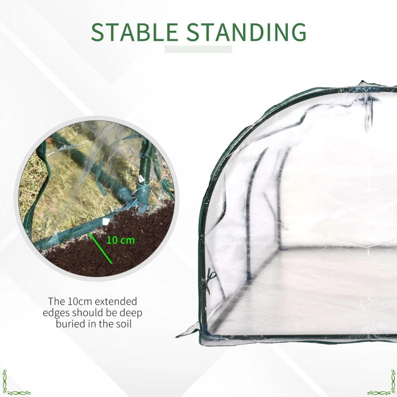 Outsunny Tunnel Greenhouse Green Grow House for Garden Outdoor, Steel Frame, PVC Cover, Transparent, 250 x 100 x 80cm