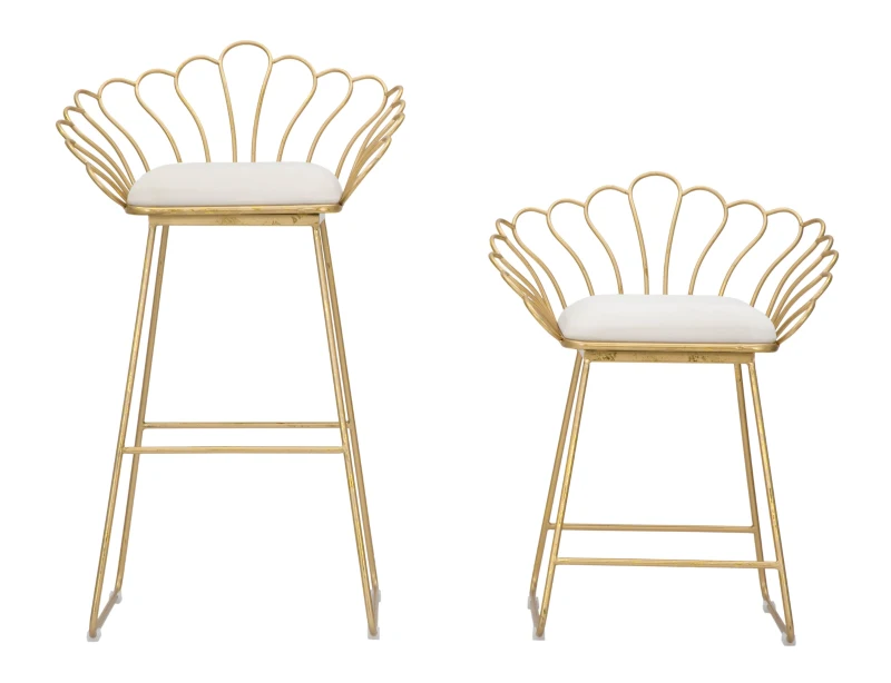 Sgabello Glam Flower Bianco Cm 57X52X94-56X48X72,50