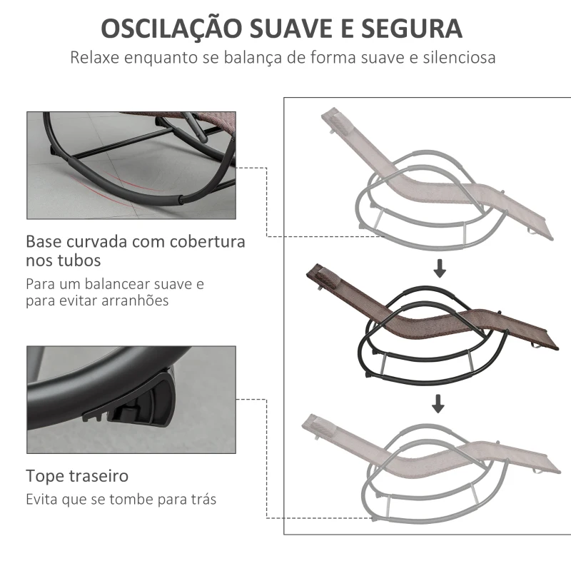Outsunny Espreguiçadeira de Balanço de Exterior com Apoio para os Braços e Efeito de Vime para Jardim Terraço Pátio Carga Máxima 160kg 61x160x79cm Marrom