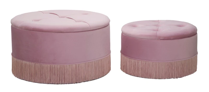 Puff Contenitore Lines New Coppia Rosa Cm Ø 71X41-55X33