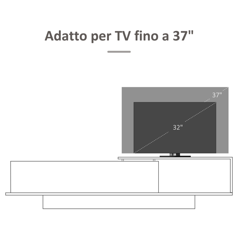 HOMCOM Set Mobile Porta TV con Armadietti e Mensola da Appendere in Legno, 180x29.6x45cm