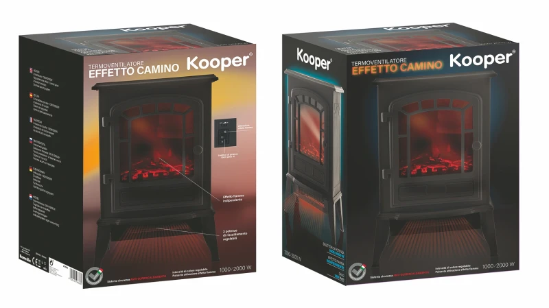 Kooper Ontario Stufa Effetto Camino 2000 W