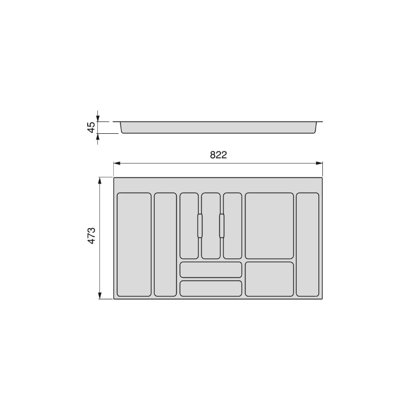 Emuca Portaposate Optima Vertex/Concept 500mm (Spalle 16mm), 900, Plastica grigio antracite, Tecnoplastica