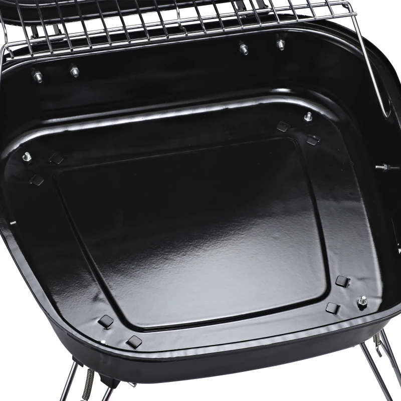 Outsunny Barbecue à Charbon Pliable Portable BBQ Grill sur Pied avec Couvercle dim. 45L x 42l x 33H cm Acier émaillé Noir