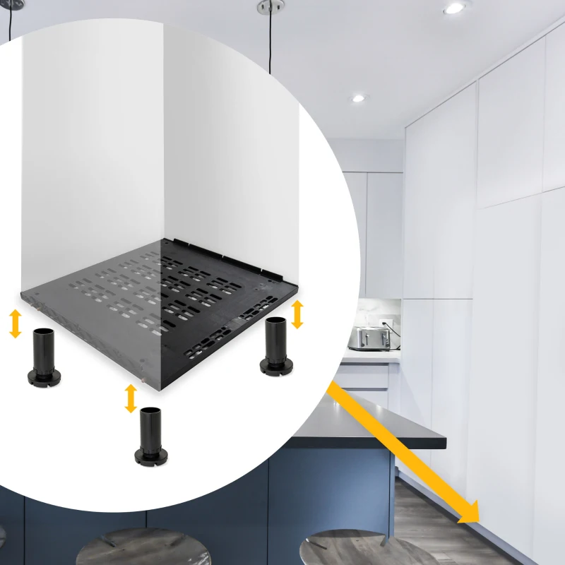 Emuca Base di ventilazione per frigorifero ad incasso, Modulo 600 mm, Plastica, Nero