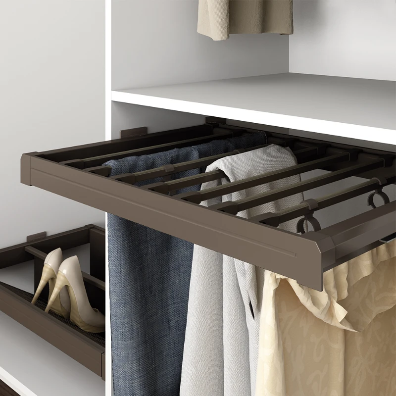 Emuca Kit di guide e astine per pantaloni  Moka per vano 800 mm in finitura verniciata moka