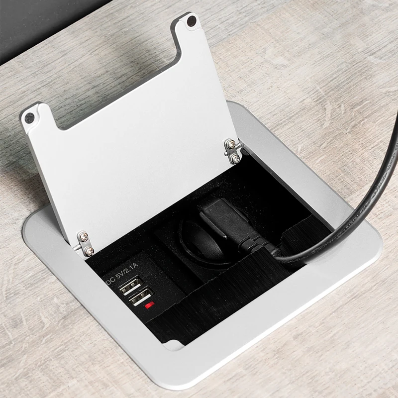 Emuca Multipresa Atom 14 per scrivania, EU, Verniciato alluminio, Acciaio e Tecnoplastica e Alluminio