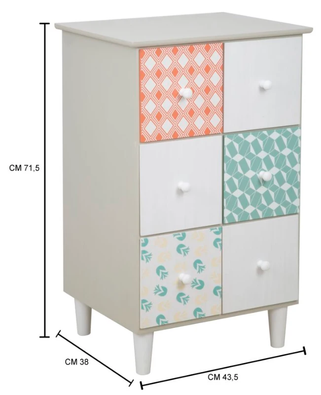 Cassettiera  Auntdeco Cm 43.5X38X71.5