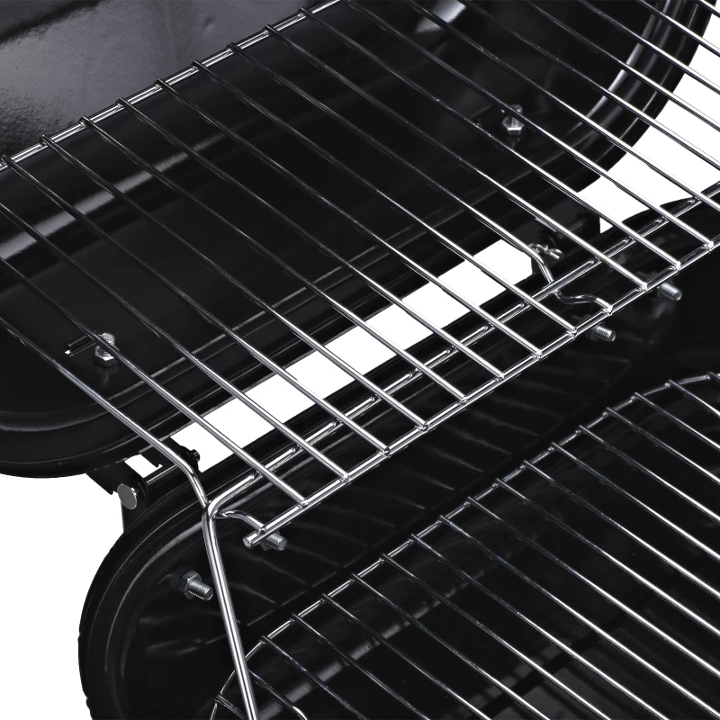 Outsunny Barbecue à Charbon Pliable Portable BBQ Grill sur Pied avec Couvercle dim. 45L x 42l x 33H cm Acier émaillé Noir