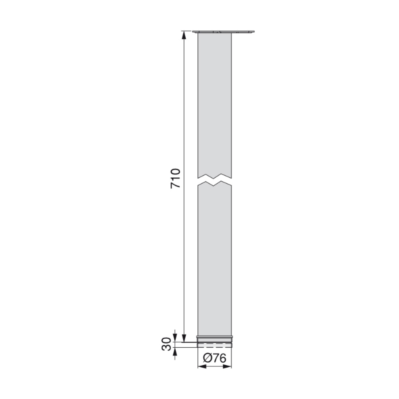 Emuca Gamba per tavolo regolabile D. 80 x 710 mm di acciaio cromato