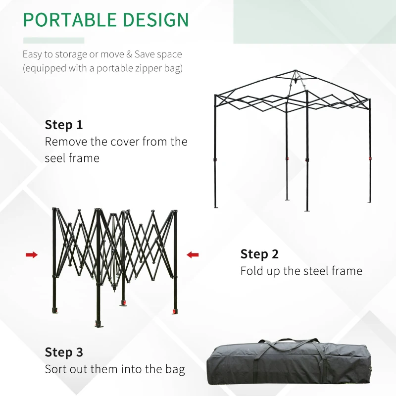 Outsunny Portable Walk in Pop-up Greenhouse Outdoor for Plants Garden Foldable with Carrying Bag , PE Cover, Steel Frame, Green, 2.4L x 1.8W x 2.4H m
