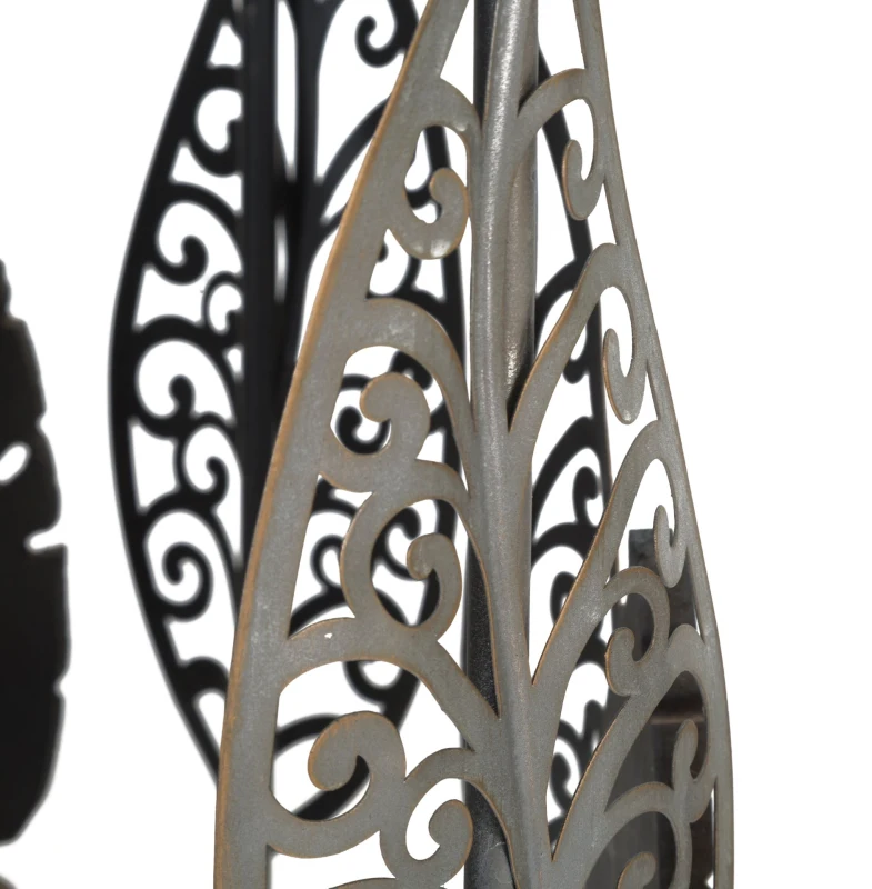 Tavolinetti In Ferro E Legno Foglie Coppia Cm 38X55-33X50