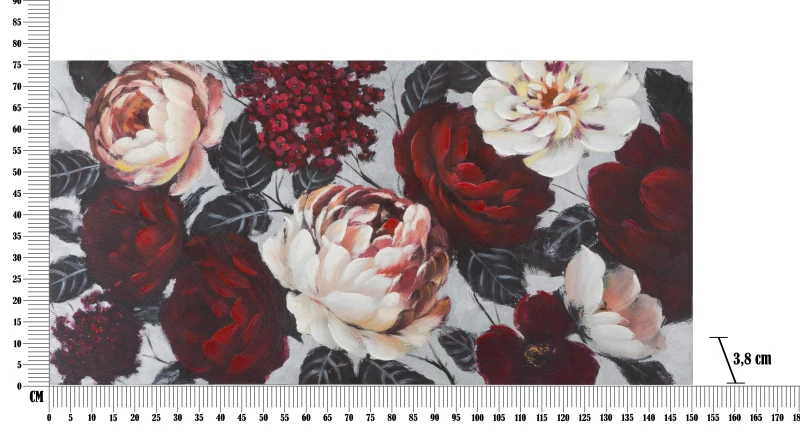 Dipinto Su Tela White/Red Flower Lightback150X3,8X76