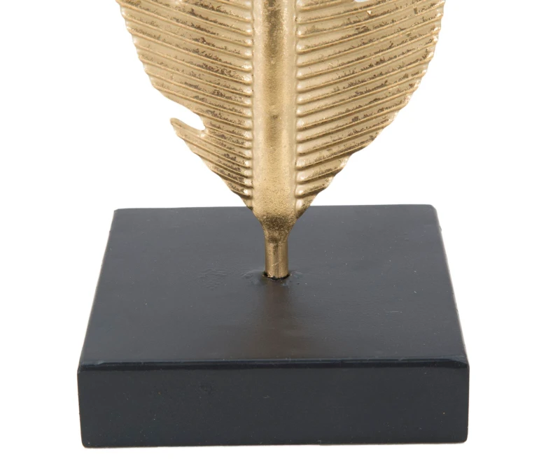 Scultura Foglia con Porta Candela Glam Cm 10X10X34 