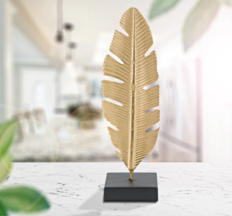 Scultura Foglia con Porta Candela Glam Cm 10X10X34 