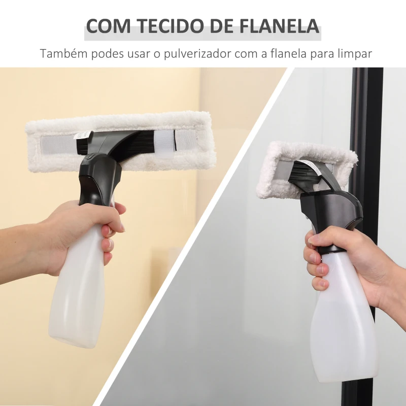 HOMCOM Limpa Vidros Elétrico 2 em 1 Aspirador Limpador de Vidros com Depósito de Água 300ml e Ponta de Borracha Inclui Pulverizador 19,5x12,5x33cm Laranja