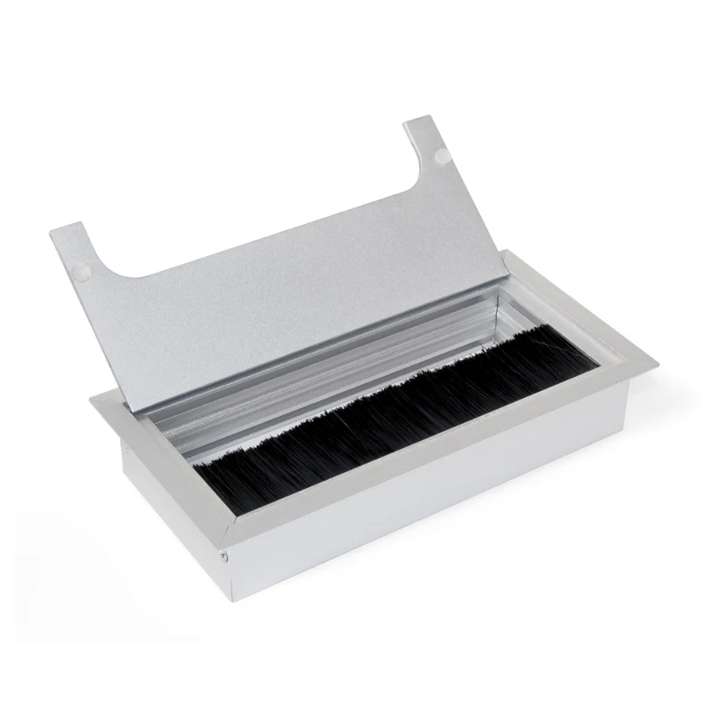 Lotto di 5 passacavi rettangolari Quadrum Emuca da incasso in alluminio anotizzato opaco