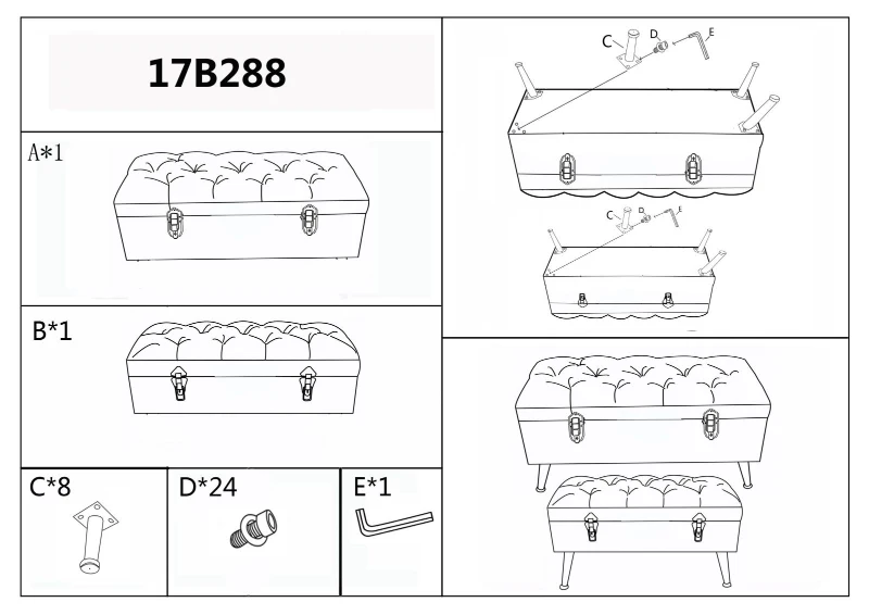 Puff Contenitore Tirana Coppia Cm 102X43.5X49.5 - 82X36X37