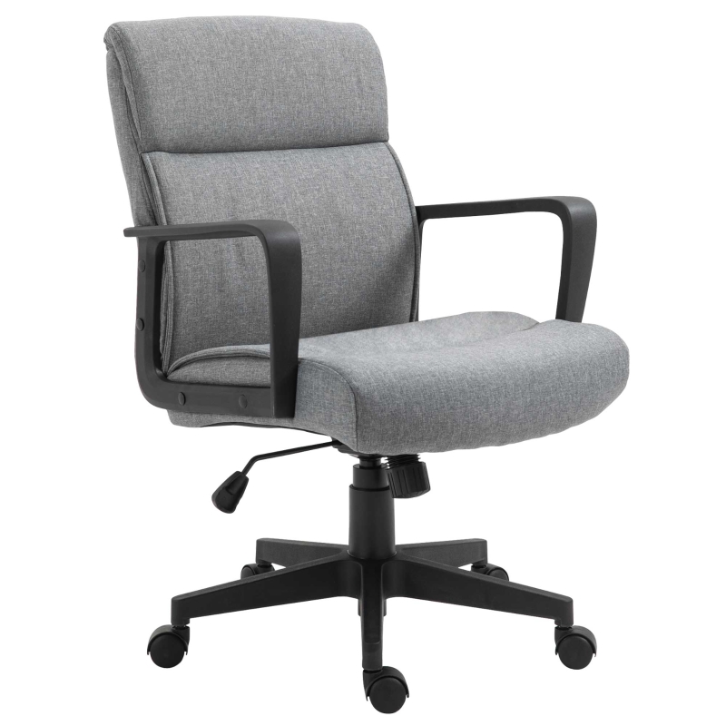 Vinsetto Silla de Oficina Giratoria 360° con Altura Ajustable Silla Escritorio Ergonómica con Reposabrazos Respaldo Acolchado y Tapizado en Lino 60x68x92-101,5 cm Gris
