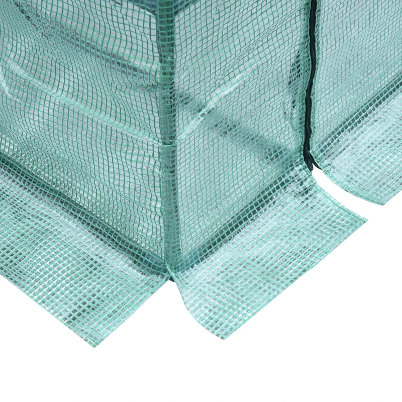 Outsunny Invernadero de Jardín Tipo Caseta Vivero Casero de Acero con 2 Niveles 4 Estantes y Puerta Enrollable para Cultivos Plantas Macetas Flores 143x143x195 cm Verde