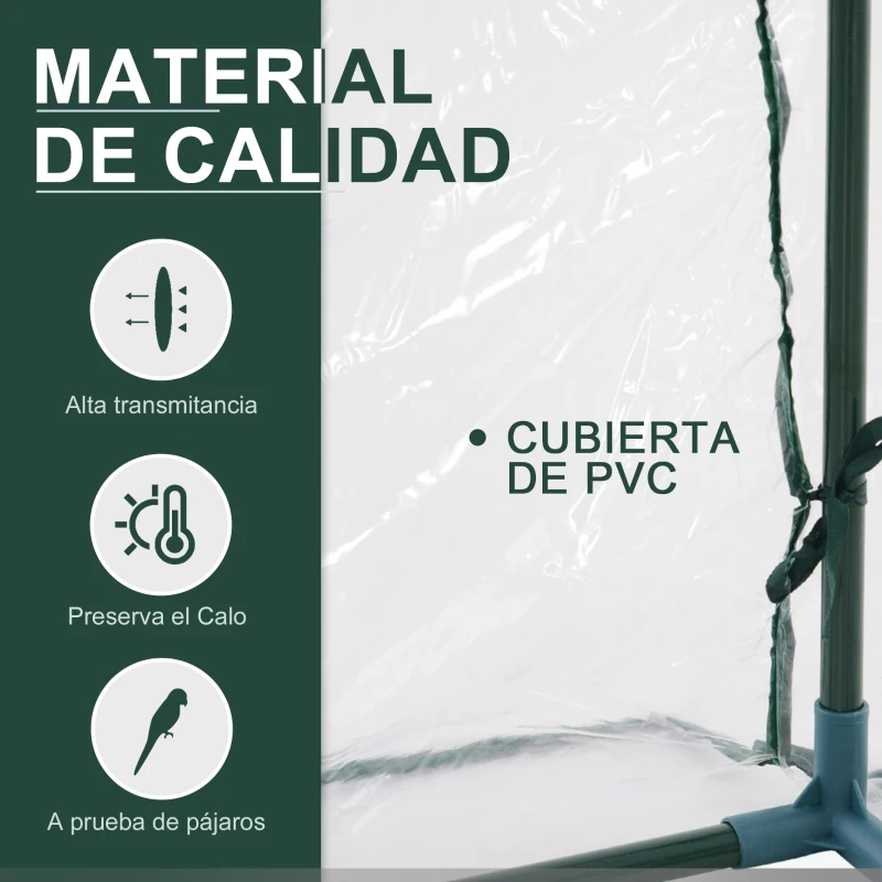 Outsunny Invernadero caseta 200x100x80cm acero y plastico jardin terraza cultivo plantas