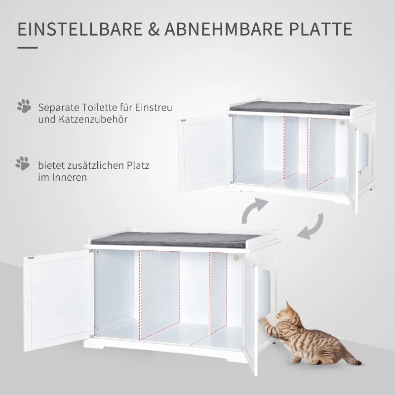 PawHut kattentoilet kattenbak kattenhuis kattenkast kattenbed met deuren MDF