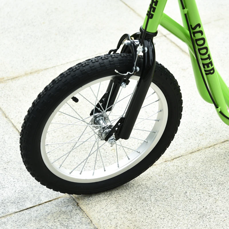 HOMCOM Kinderstep 5 Jaar, Verstelbare Kinderscooter Met Luchtbanden, Groente(m-9)