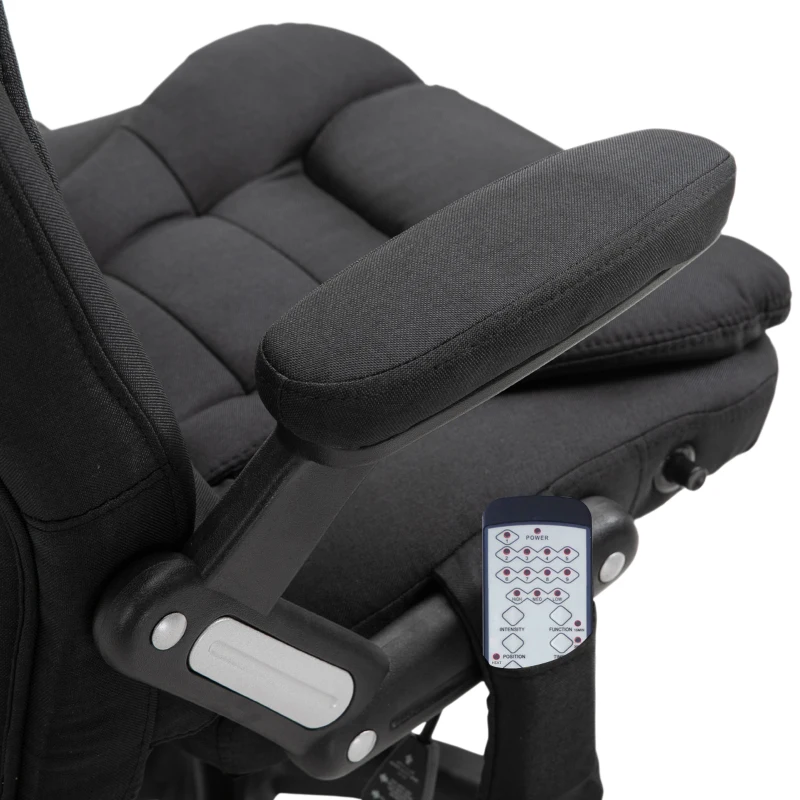 Vinsetto® kantoorstoel massagestoel draaistoel in hoogte verstelbaar 130° hoek linnen zwart 67 x 85 x 116 cm(m-11)