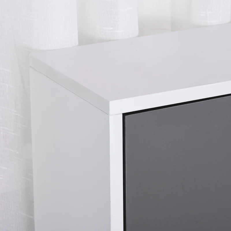 HOMCOM keukenkast met 2 deuren schap magnetron-schap hoge kast met onderkast en 3 lades commode spaanplaat staal grijs + wit 60 x 40 x 150 cm