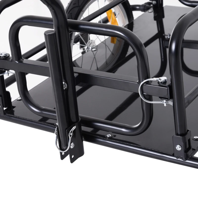 HOMCOM Aanhangwagen koppeling transportaanhanger fietskar bolderwagen zwart(m-9)