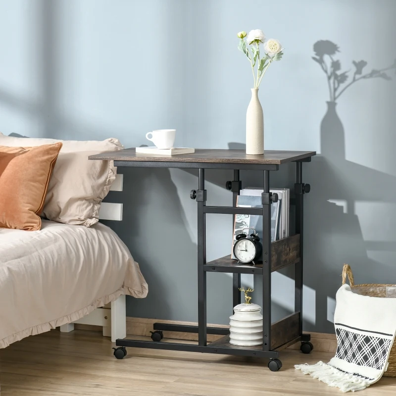 HOMCOM bijzettafel salontafel met wielen(m-2)