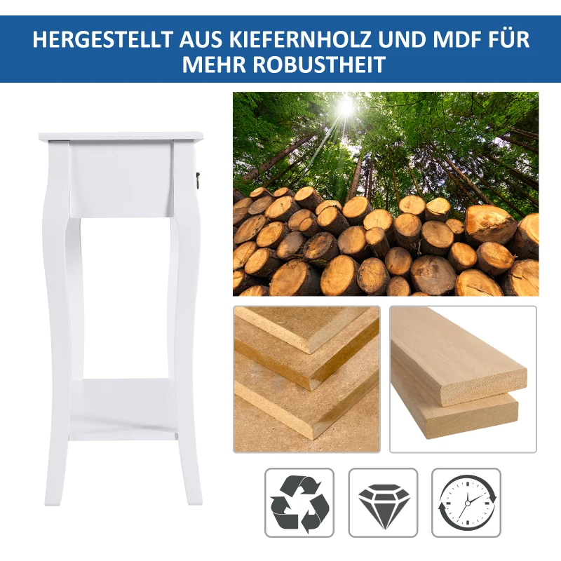 HOMCOM consoletafel met 2 lades console sideboard houten poten hal wit