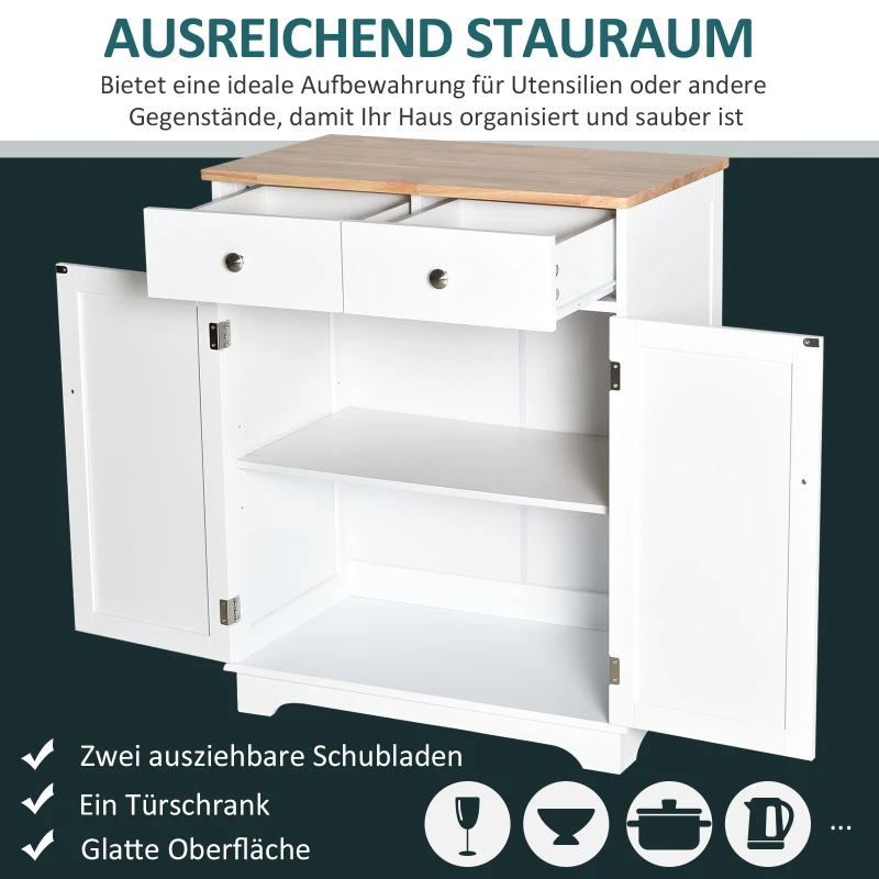 HOMCOM Keukenkast dressoir met 2 schuiflades dressoir opbergkast MDF wit