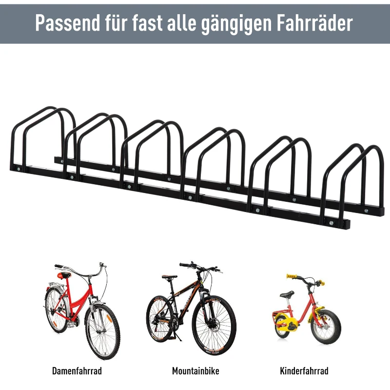 HOMCOM Fietsenrek fietsrek meerdere fietsen verzinkt staal 4 maten